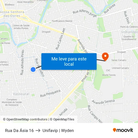 Rua Da Ásia 16 to Unifavip | Wyden map