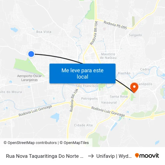 Rua Nova Taquaritinga Do Norte 165 to Unifavip | Wyden map
