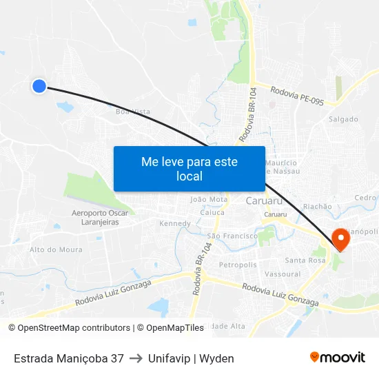 Estrada Maniçoba 37 to Unifavip | Wyden map