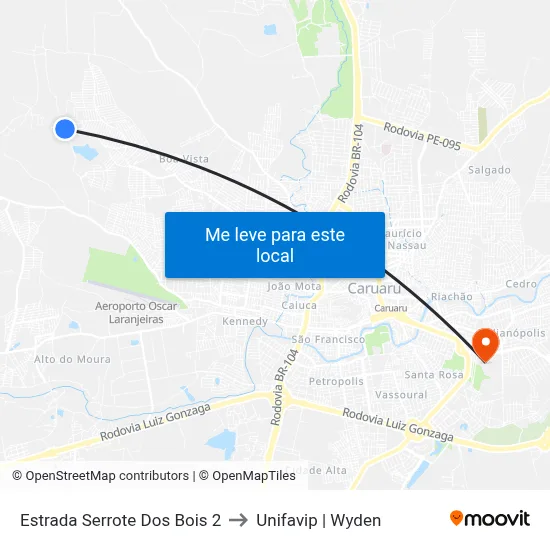 Estrada Serrote Dos Bois 2 to Unifavip | Wyden map