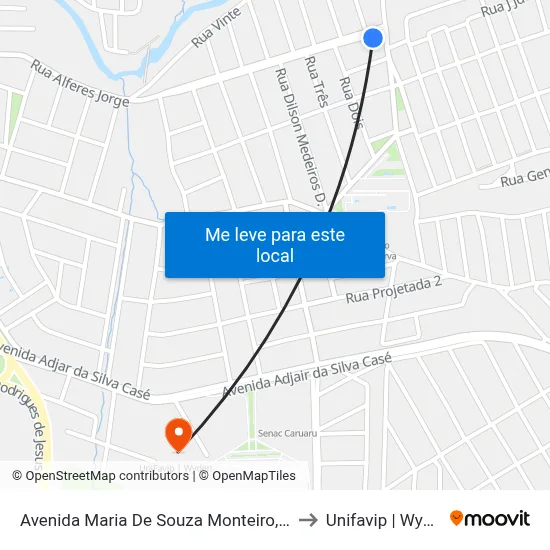 Avenida Maria De Souza Monteiro, 526 to Unifavip | Wyden map