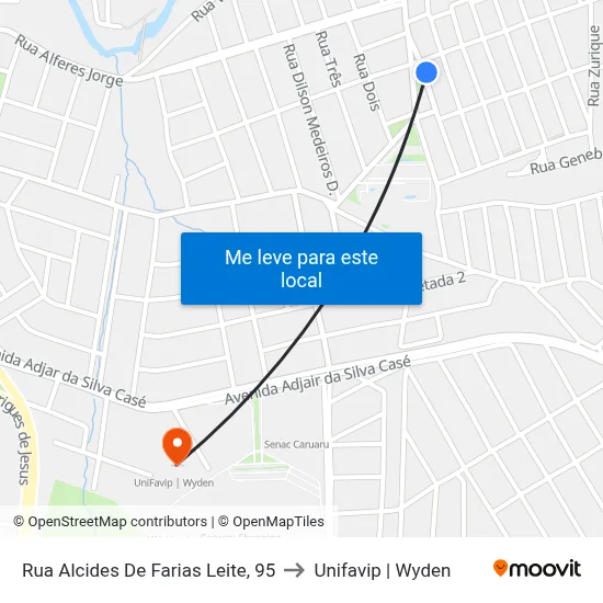 Rua Alcides De Farias Leite, 95 to Unifavip | Wyden map
