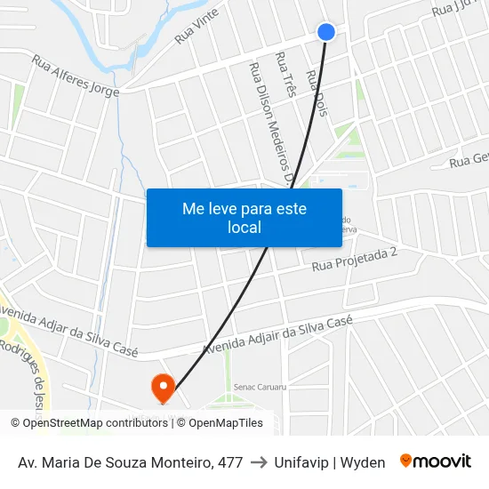 Av. Maria De Souza Monteiro, 477 to Unifavip | Wyden map