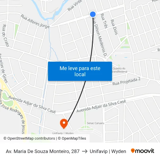 Av. Maria De Souza Monteiro, 287 to Unifavip | Wyden map