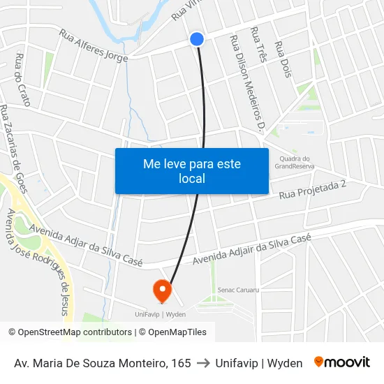 Av. Maria De Souza Monteiro, 165 to Unifavip | Wyden map