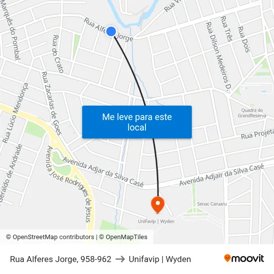 Rua Alferes Jorge, 958-962 to Unifavip | Wyden map