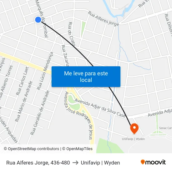 Rua Alferes Jorge, 436-480 to Unifavip | Wyden map