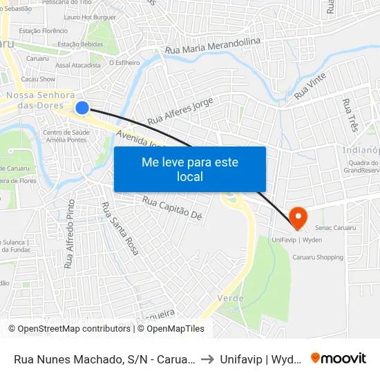Rua Nunes Machado, S/N - Caruaru to Unifavip | Wyden map