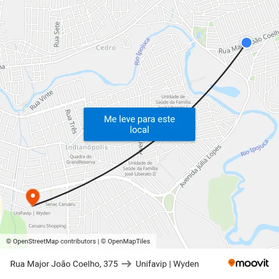 Rua Major João Coelho, 375 to Unifavip | Wyden map