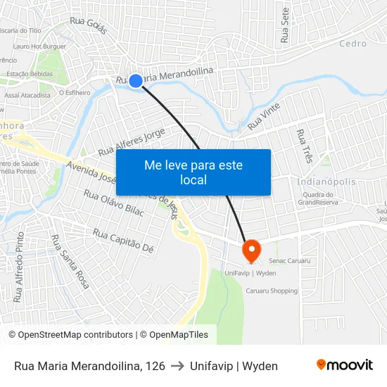 Rua Maria Merandoilina, 126 to Unifavip | Wyden map