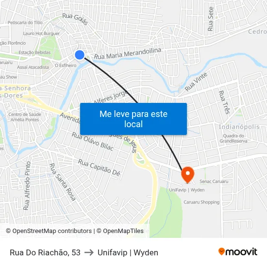 Rua Do Riachão, 53 to Unifavip | Wyden map