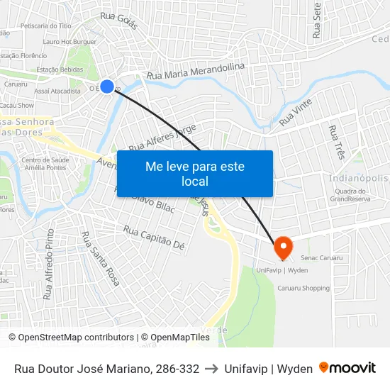 Rua Doutor José Mariano, 286-332 to Unifavip | Wyden map