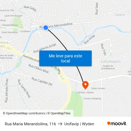 Rua Maria Merandoilina, 116 to Unifavip | Wyden map