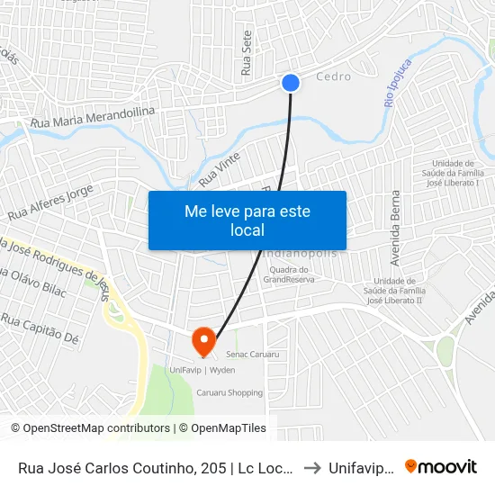 Rua José Carlos Coutinho, 205 | Lc Locação, Turismo E Fretamento to Unifavip | Wyden map
