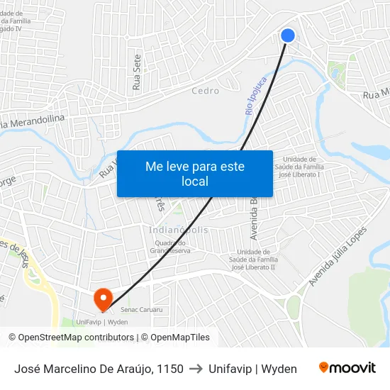 José Marcelino De Araújo, 1150 to Unifavip | Wyden map