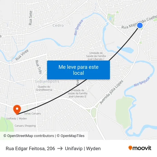 Rua Edgar Feitosa, 206 to Unifavip | Wyden map