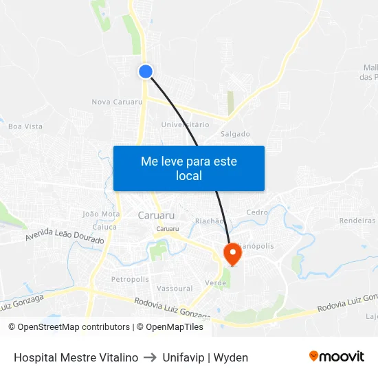 Hospital Mestre Vitalino to Unifavip | Wyden map