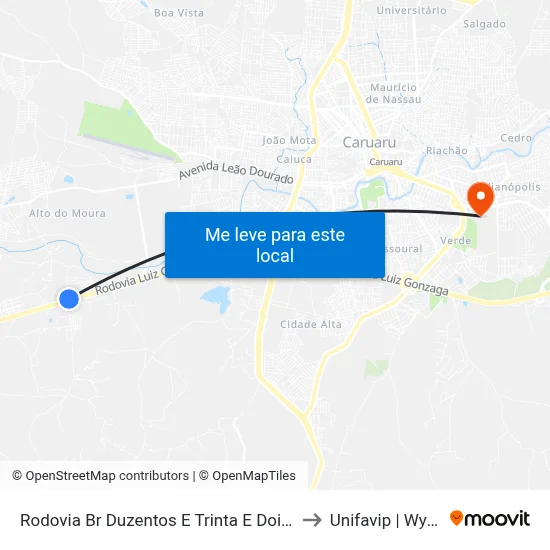 Rodovia Br Duzentos E Trinta E Dois, 733 to Unifavip | Wyden map
