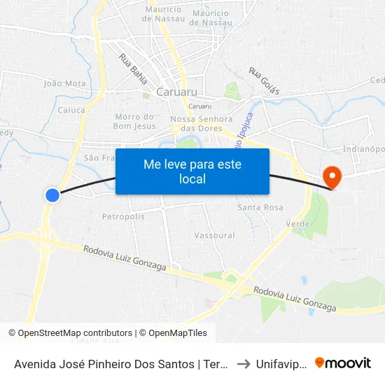 Avenida José Pinheiro Dos Santos | Terminal Rodoviário De Caruaru to Unifavip | Wyden map