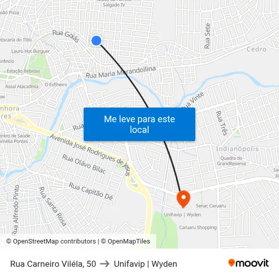 Rua Carneiro Viléla, 50 to Unifavip | Wyden map