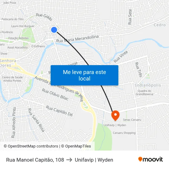 Rua Manoel Capitão, 108 to Unifavip | Wyden map