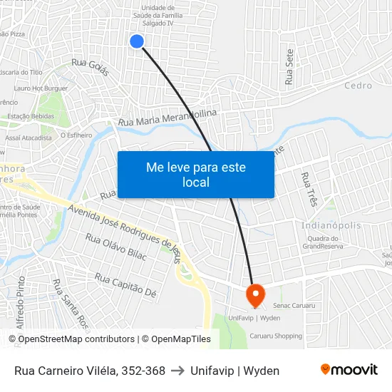 Rua Carneiro Viléla, 352-368 to Unifavip | Wyden map