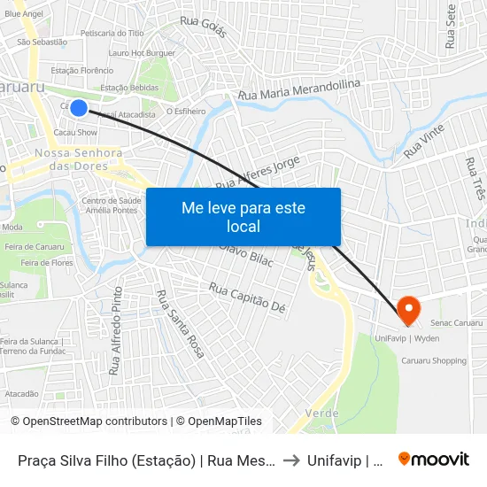 Praça Silva Filho (Estação) | Rua Mestre Pedro, 130 to Unifavip | Wyden map