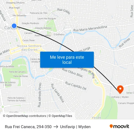 Rua Frei Caneca, 294-350 to Unifavip | Wyden map