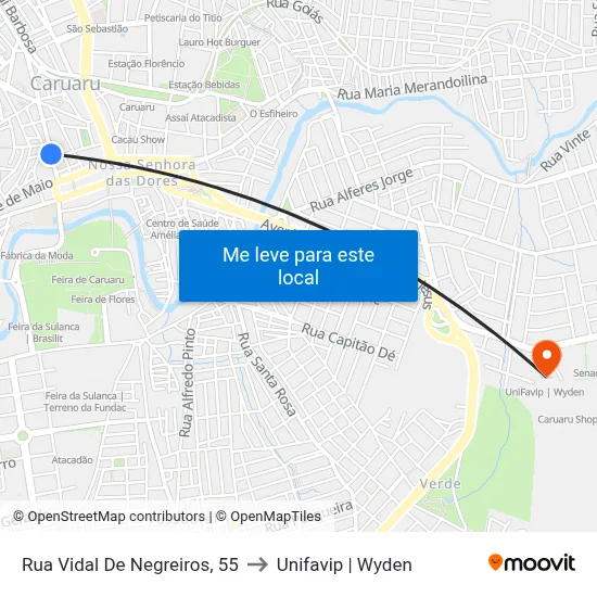 Rua Vidal De Negreiros, 55 to Unifavip | Wyden map
