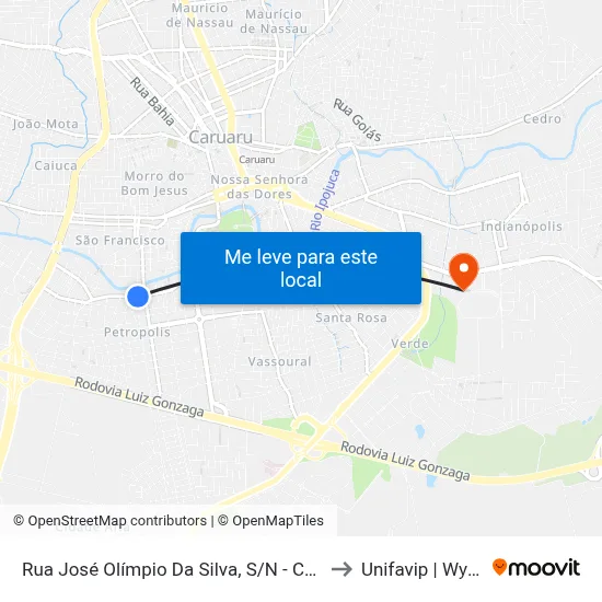 Rua José Olímpio Da Silva, S/N - Caruaru to Unifavip | Wyden map