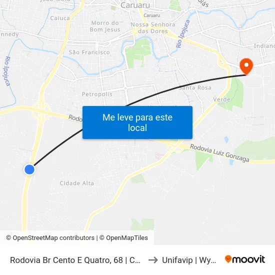 Rodovia Br Cento E Quatro, 68 | Ceaca to Unifavip | Wyden map