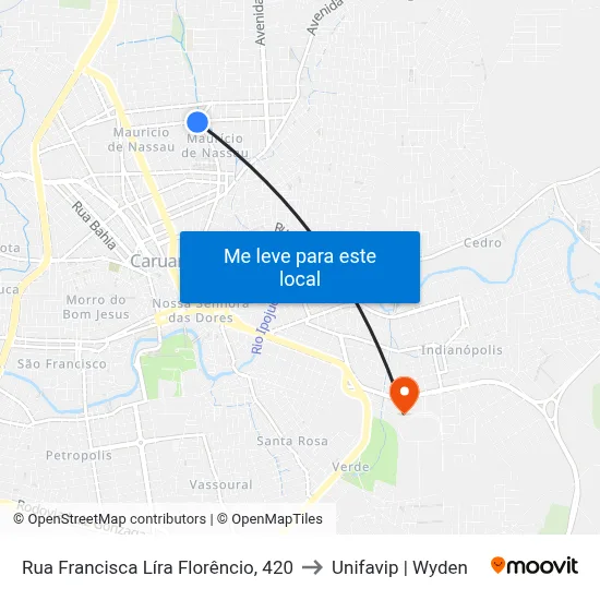 Rua Francisca Líra Florêncio, 420 to Unifavip | Wyden map