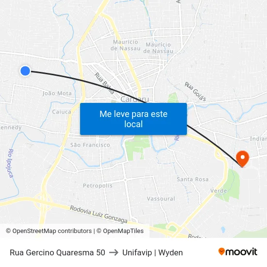 Rua Gercino Quaresma 50 to Unifavip | Wyden map
