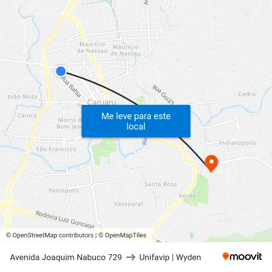 Avenida Joaquim Nabuco 729 to Unifavip | Wyden map