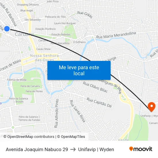 Avenida Joaquim Nabuco 29 to Unifavip | Wyden map