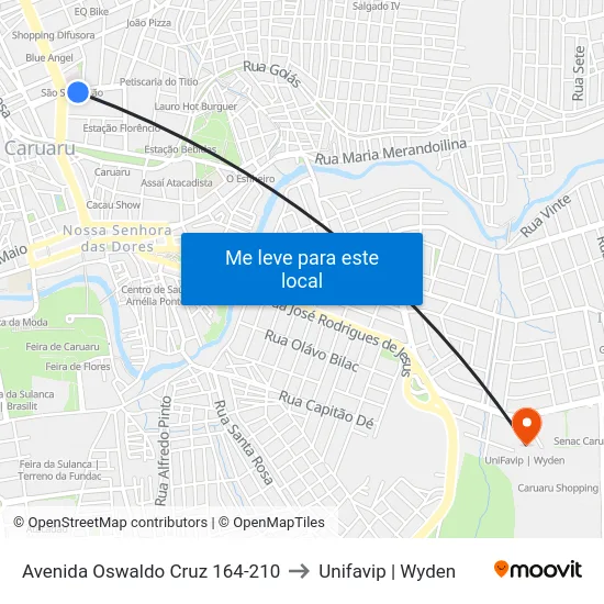 Avenida Oswaldo Cruz 164-210 to Unifavip | Wyden map