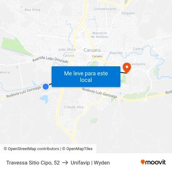 Travessa Sitio Cipo, 52 to Unifavip | Wyden map