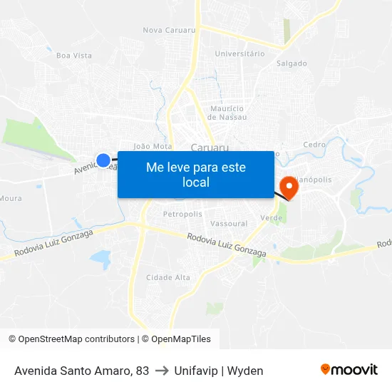 Avenida Santo Amaro, 83 to Unifavip | Wyden map