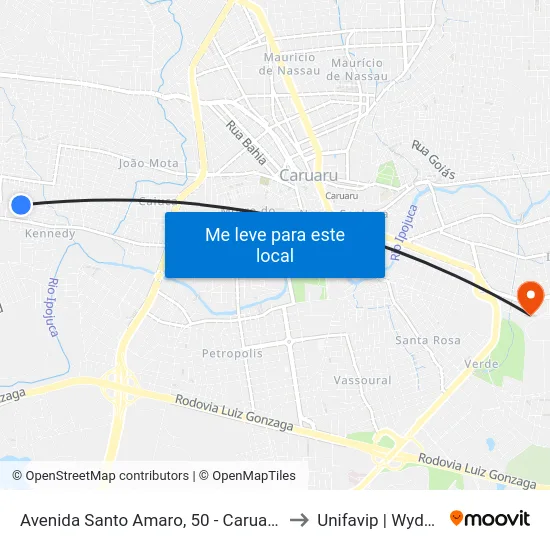 Avenida Santo Amaro, 50 - Caruaru to Unifavip | Wyden map