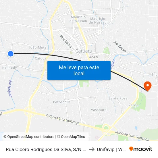 Rua Cícero Rodrigues Da Silva, S/N - Caruaru to Unifavip | Wyden map