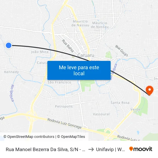 Rua Manoel Bezerra Da Silva, S/N - Caruaru to Unifavip | Wyden map