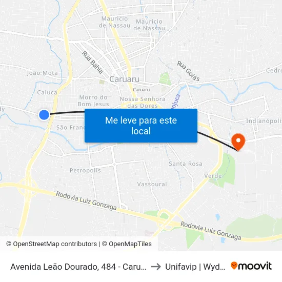 Avenida Leão Dourado, 484 - Caruaru to Unifavip | Wyden map