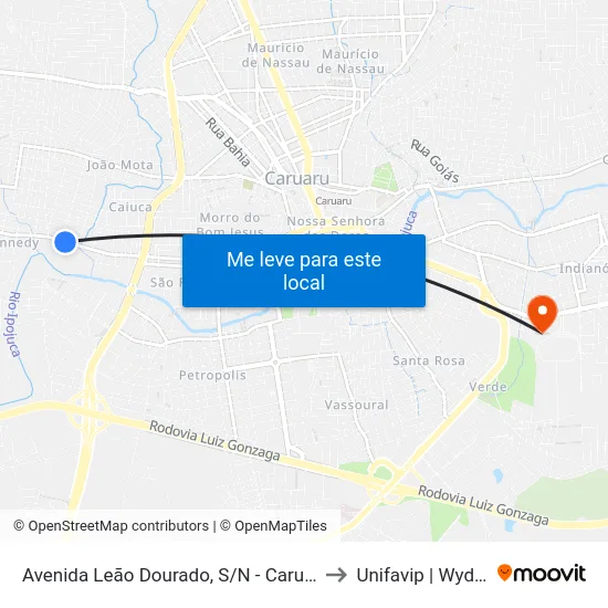 Avenida Leão Dourado, S/N - Caruaru to Unifavip | Wyden map