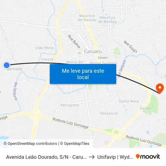 Avenida Leão Dourado, S/N - Caruaru to Unifavip | Wyden map