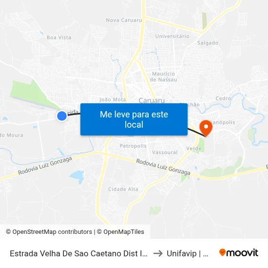 Estrada Velha De Sao Caetano Dist Indust, 2100 to Unifavip | Wyden map