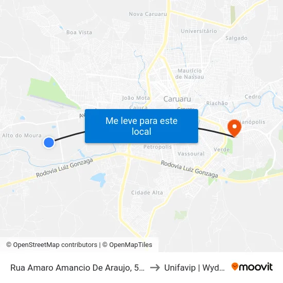 Rua Amaro Amancio De Araujo, 560 to Unifavip | Wyden map