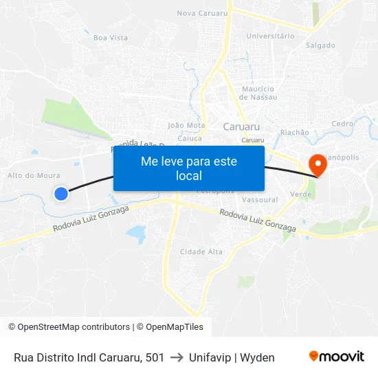 Rua Distrito Indl Caruaru, 501 to Unifavip | Wyden map