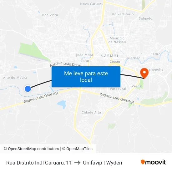 Rua Distrito Indl Caruaru, 11 to Unifavip | Wyden map