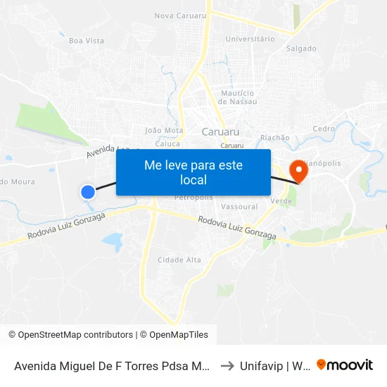 Avenida Miguel De F Torres Pdsa Modulo I, 700 to Unifavip | Wyden map