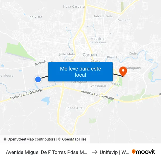 Avenida Miguel De F Torres Pdsa Modulo I, 900 to Unifavip | Wyden map